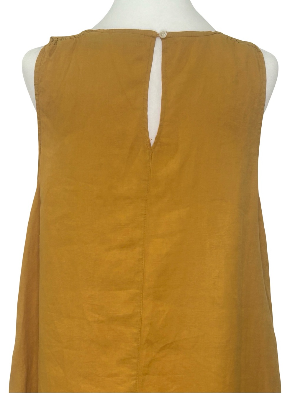 Tahari 100% Linen Shift Dress Mustard Yellow Sleeveless Pockets M Lagenlook Boho - Picture 6 of 10